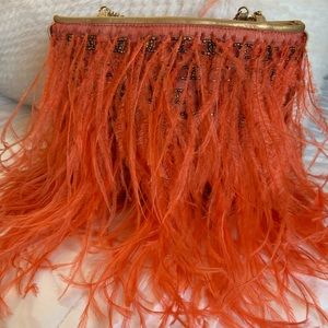 Vintage Chanel Orange Crystal Ostrich bag.